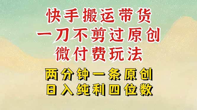 （15577期）快手黑科技搬运带货，一刀不剪过原创，微付费投流玩法，轻松日入四位数…-客创社 - 专注互联网轻资产创业及网络项目资源整合与分享客创社-免费且强大的项目分享网站！
