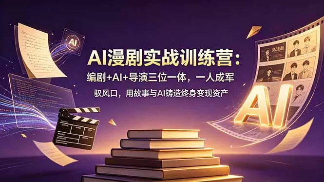 AI漫剧实战训练营：编剧+AI+导演三位一体，一人成军 驭风口，用故事与AI铸造终身变现资产客创社区-专注互联网轻资产资源整合与分享客创社区-专注互联网轻资产资源整合与分享