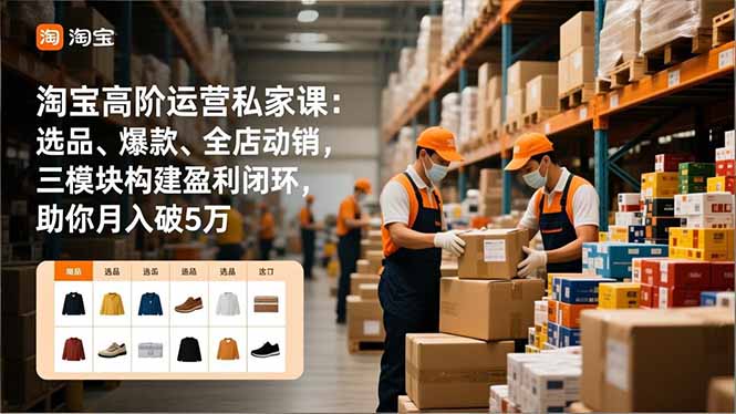 淘宝高阶运营私家课：选品、爆款、全店动销，三模块构建盈利闭环，助你月入破5万客创社区-专注互联网轻资产资源整合与分享客创社区-专注互联网轻资产资源整合与分享