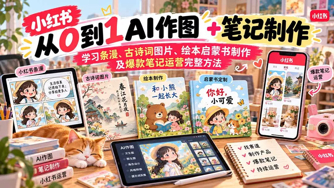 2026小红书AI内容创作从0到1：学习条漫、古诗词图片、绘本启