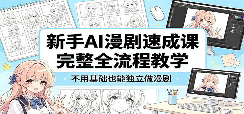 新手AI漫剧速成课：完整全流程教学，不用基础也能独立做漫剧客创社区-专注互联网轻资产资源整合与分享客创社区-专注互联网轻资产资源整合与分享