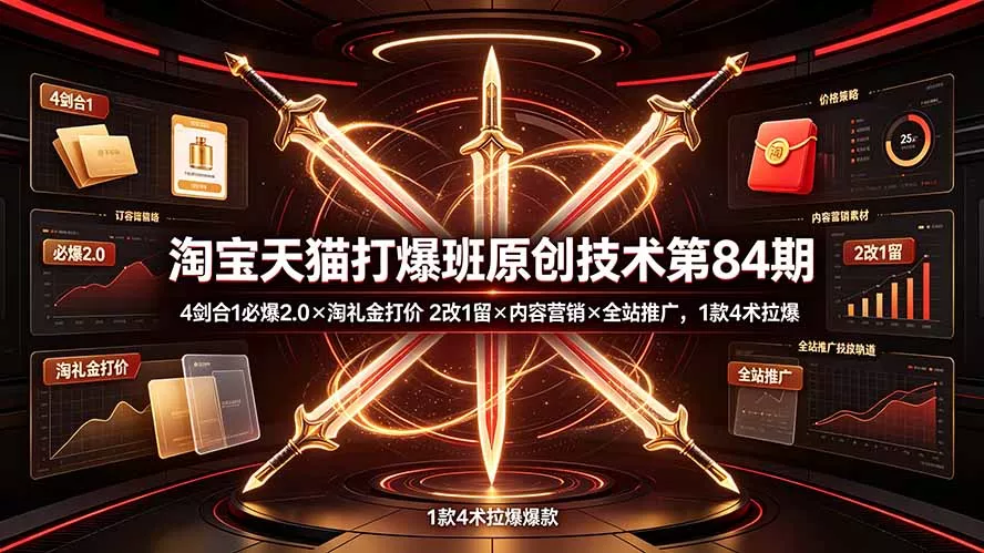 淘宝天猫打爆班原创技术第84期:4剑合1必爆2.0×淘礼金打价×2改1留×内容营销×全站推广,1款4术拉爆-软件百科
