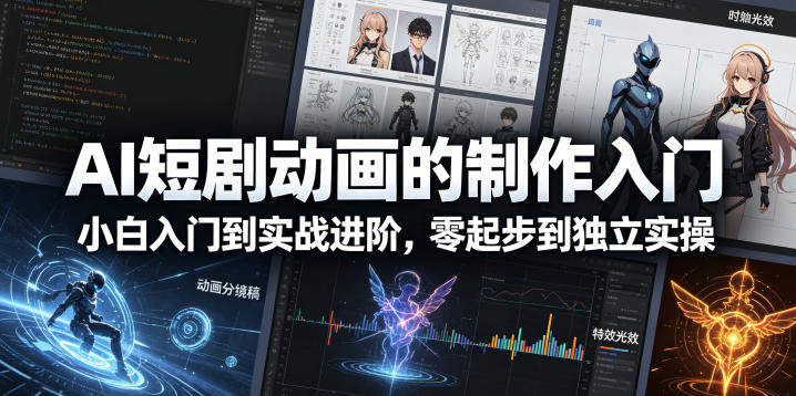 AI短剧动画的制作入门，小白入门到实战进阶，零起步到独立实操-鱼见海资源网-免费PHP网站源码模板,插件软件网创AI智能体资源分享平台！