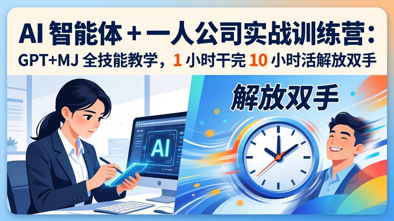 AI 智能体 + 一人公司实战训练营：GPT+MJ 全技能教学，1 小时干完 10 小时活解放双手 《鱼见海科技》-鱼见海资源网-免费PHP网站源码模板,插件软件网创AI智能体资源分享平台！