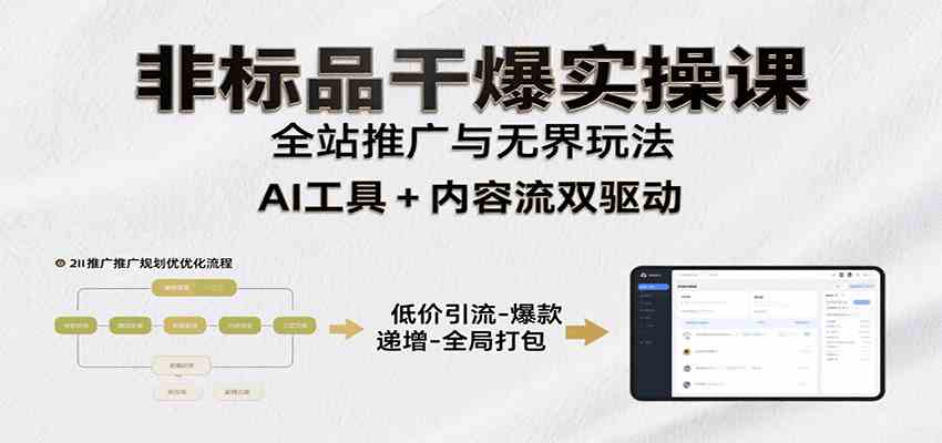 非标品干爆实操课：含多案例及操盘方法，从选品到推广、成交，助力打造爆款实现盈利-客创社 - 专注互联网轻资产创业及网络项目资源整合与分享客创社-免费且强大的项目分享网站！