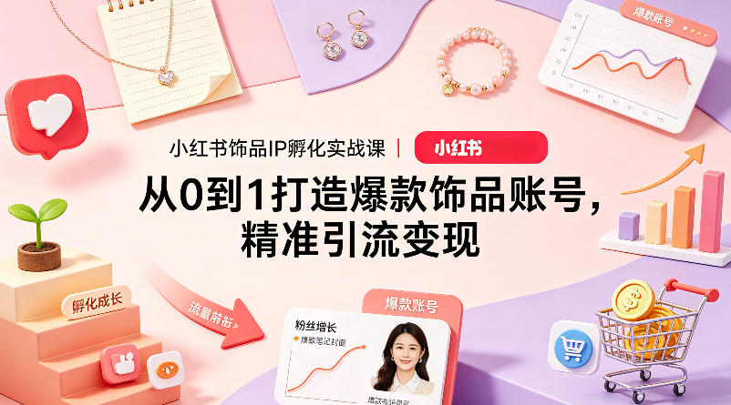 小红书饰品IP孵化实战课｜从0到1打造爆款饰品账号，精准引流变现-云动网创-专注网络创业项目推广与实战，致力于打造一个高质量的网络创业搞钱圈子。