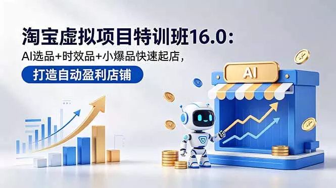 淘宝虚拟项目特训班16.0：AI选品+时效品+小爆品快速起店，打造自动盈利店铺