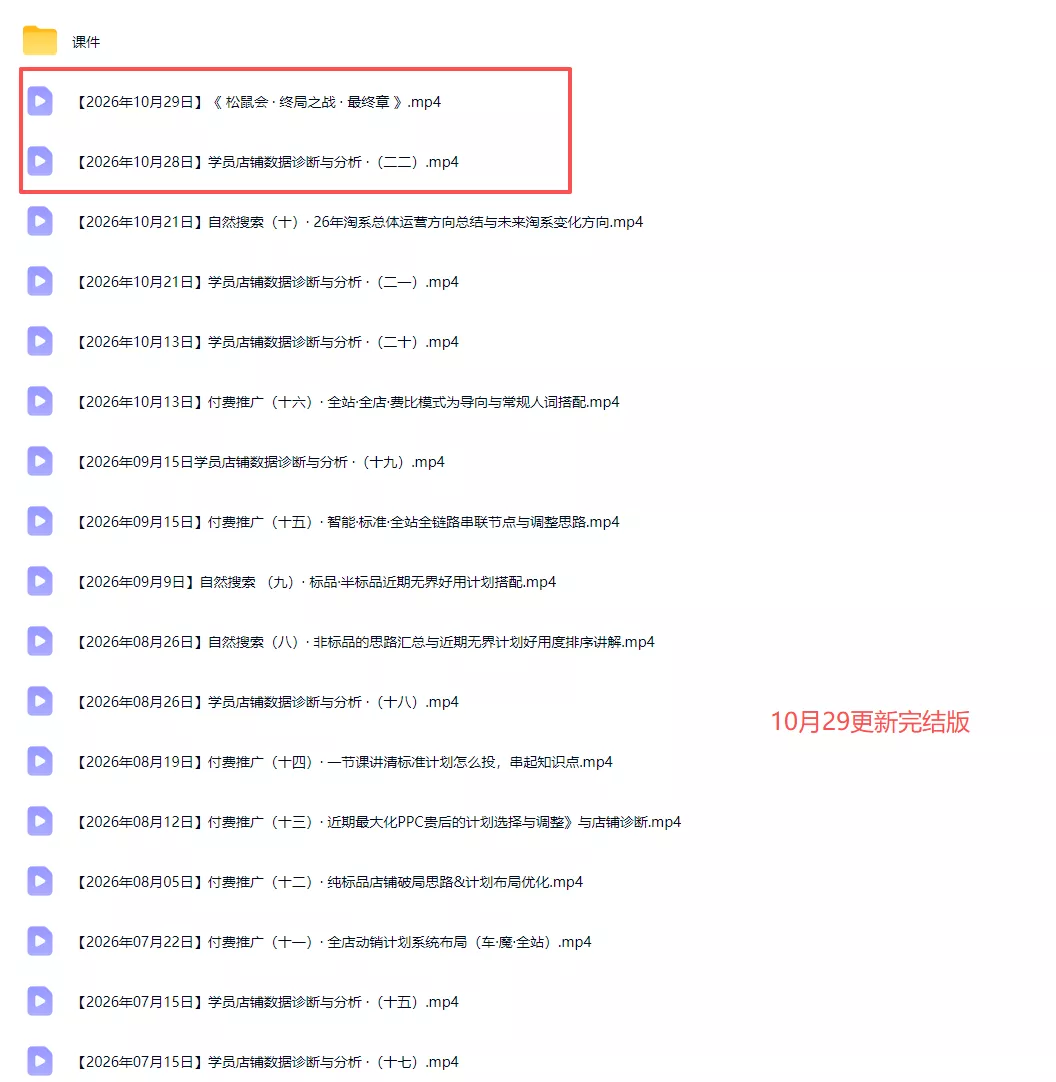 2026淘宝电商终局之战VIP课-更新1029：自然搜索+直通车