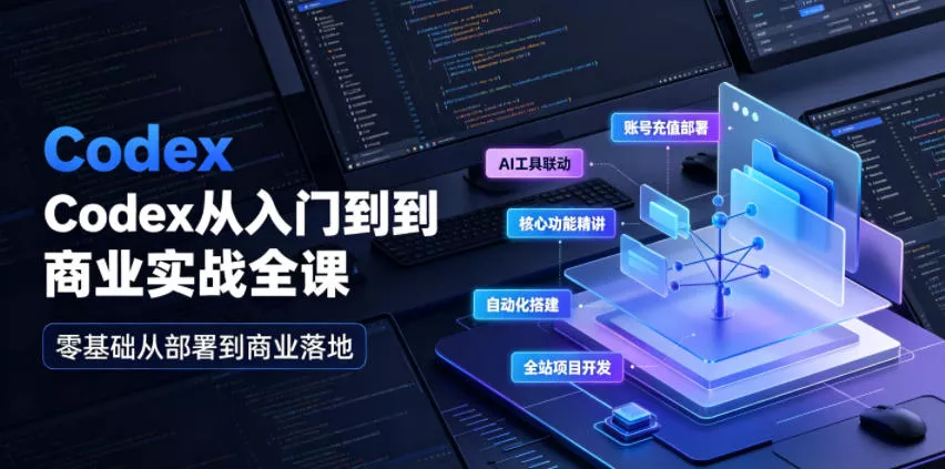 Codex从入门到商业实战全课｜账号充值部署、AI工具联动、核心功能精讲、自动化搭建、全站项目开发零基础教程-鱼见海资源网-免费PHP网站源码模板,插件软件网创AI智能体资源分享平台！