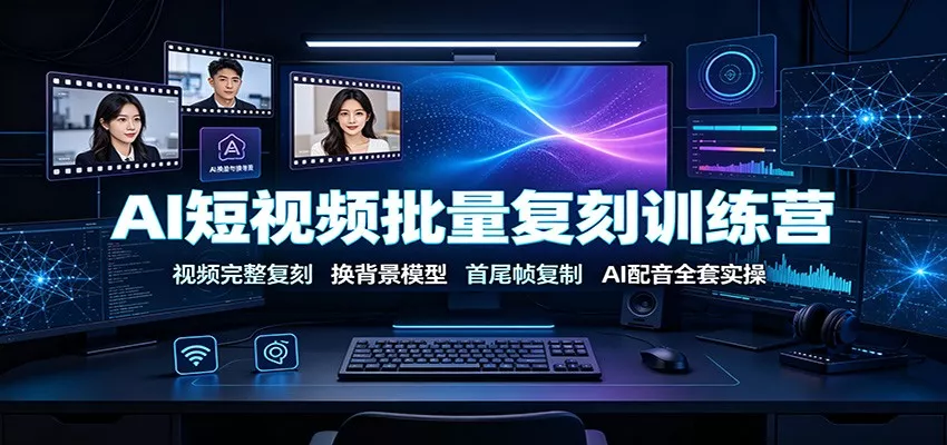 AI短视频批量复刻训练营：视频完整复刻，换背景模型、首尾帧复制、AI配音全套实操 《鱼见海科技》-鱼见海资源网-免费PHP网站源码模板,插件软件网创AI智能体资源分享平台！
