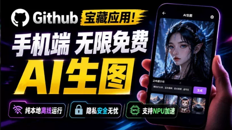 Github宝藏应用！手机端无限免费AI生图，纯本地离线运行，支持NPU加速斩获3.1k stars，local-dream客创社区-专注互联网轻资产资源整合与分享客创社区-专注互联网轻资产资源整合与分享