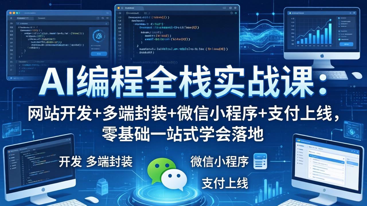 AI编程全栈实战课：网站开发+多端封装+微信小程序+支付上线，零基础一站式学会落地客创社区-专注互联网轻资产资源整合与分享客创社区-专注互联网轻资产资源整合与分享