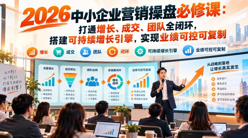 2026中小企业营销操盘必修课:打通增长、成交、团队全闭环,搭建可持续增长引擎,实现业绩可控可复制-第一人副业终点站